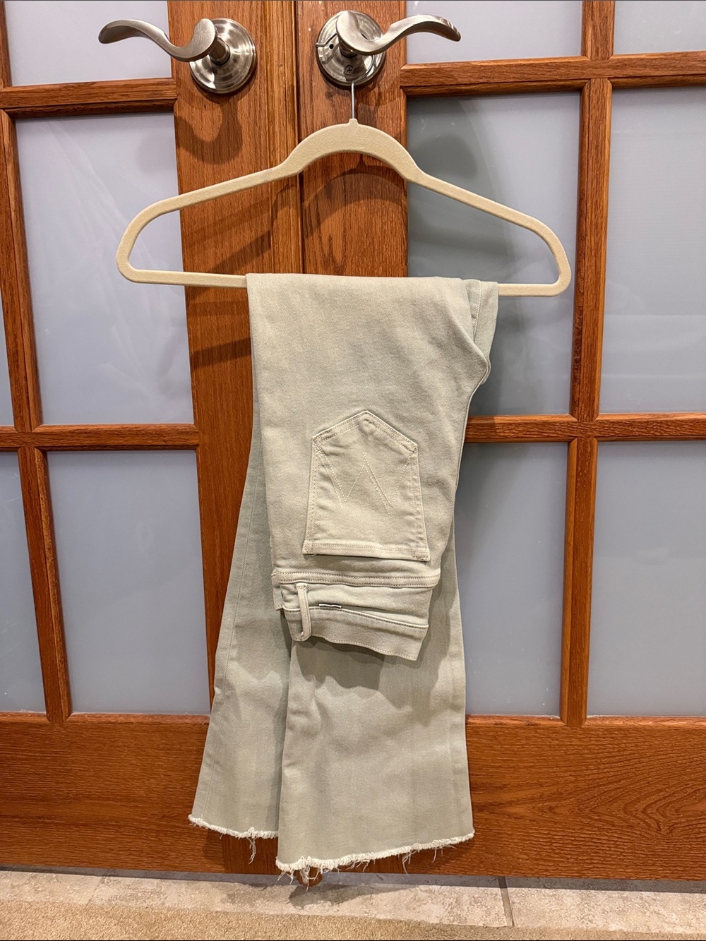 MOTHER Cropped Ankle Jeans in Light Sage